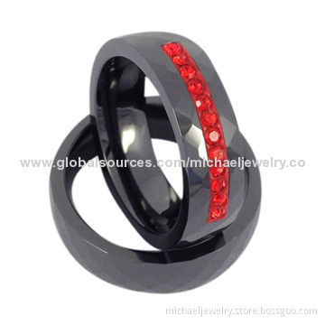 Ceramic rings, made of black ceramic, fashionable jewelry